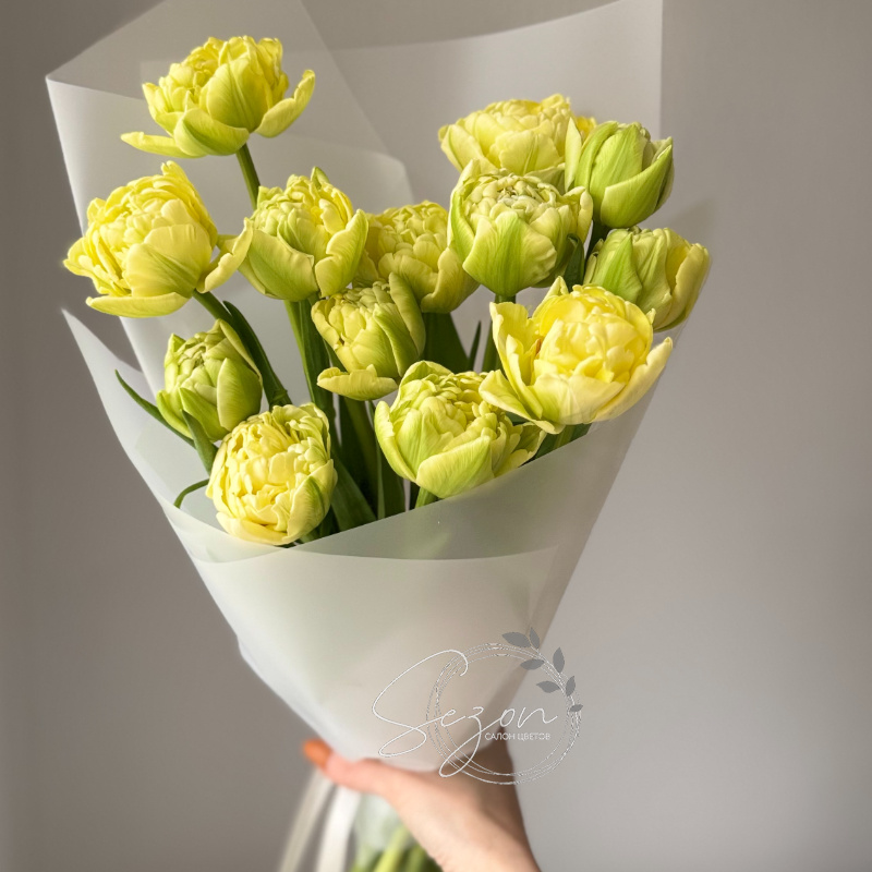 Монобукет из пионовидных тюльпанов &laquo;Лимонад&raquo;