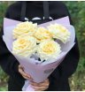 Монобукет из пионовидных роз &laquo;Белая Ночь&raquo;